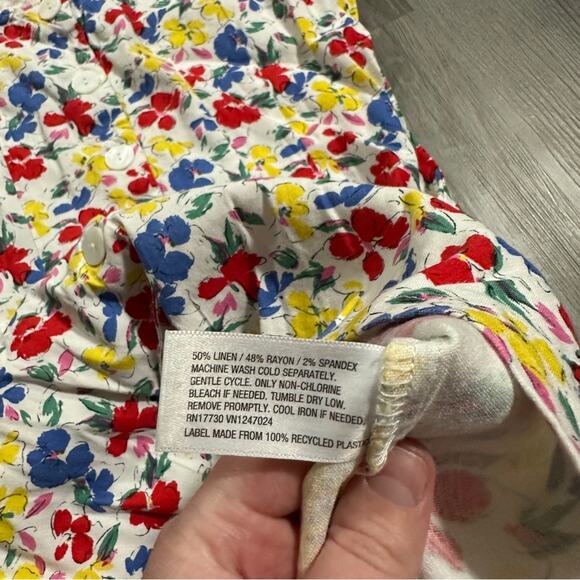 Rixo x Target Multicolor Floral Linen‎ Blend Retro Short Sleeve Dress Size 12 - Picture 8 of 10